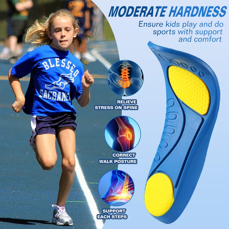 Bacophy Kids Orthotic Arch Support Shoe Insoles, Deep Heel Cup, Shock Absorption, Blue - Image 5